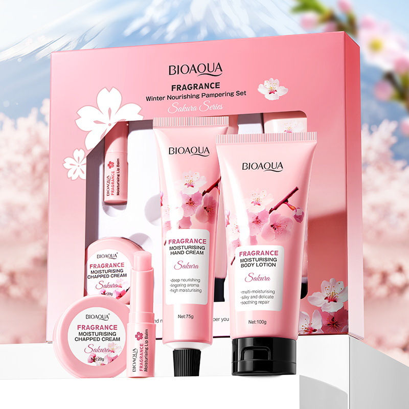 4pcs/set BIOAQUA Sakura Skin Care Sets Moisturizing Cream for Body Hand Cream Li