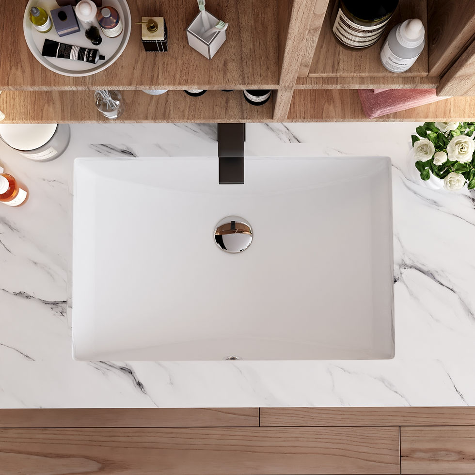 Thumbnail: Small White Rectangle Porcelain Undermount Sink