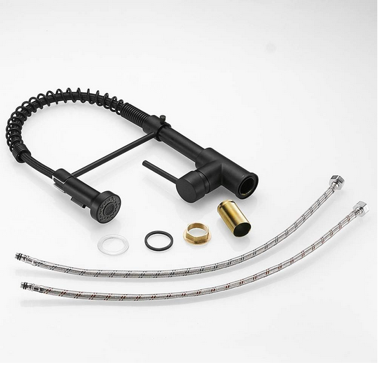 Thumbnail: Matte Black Single Handle Spring Pull Down Kitchen Faucet