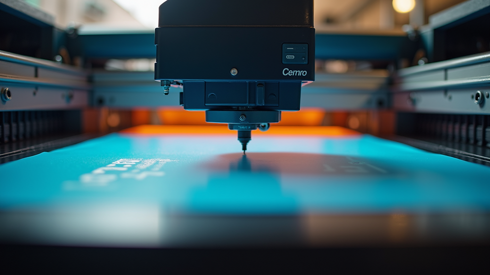 Eye-level view of a screen printing machine applying ink to a T-shirt