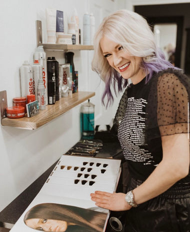 Hair extension blend and color match at G3 Hair Design