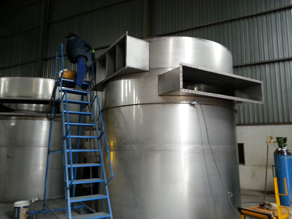 Welding on Stainless steel storage tanks fabricated by G-Tech Steel for copper mining application —