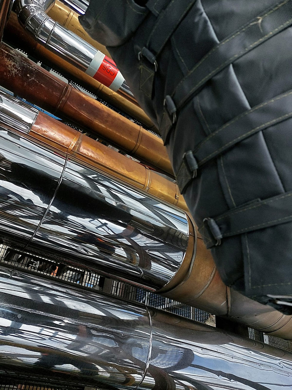 Newly Installed Pipework with jackets to protect steam valves at Alrode Brewery by G-Tech Steel