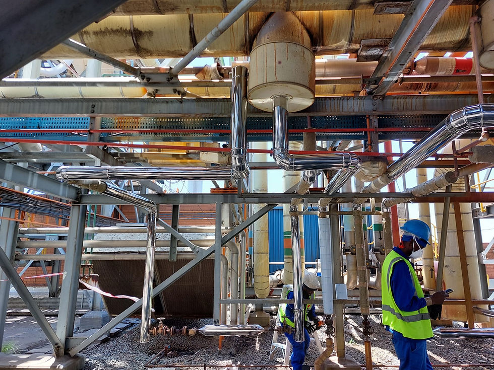 Newly installed Pipework and Steam Pipe covers for Alrode Brewery