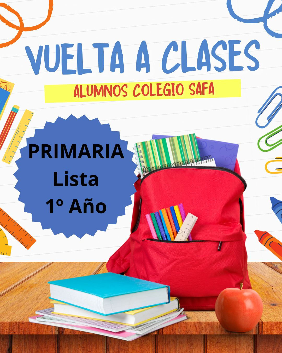 Lista Comienzo de Clases 2026 Colegio SAFA