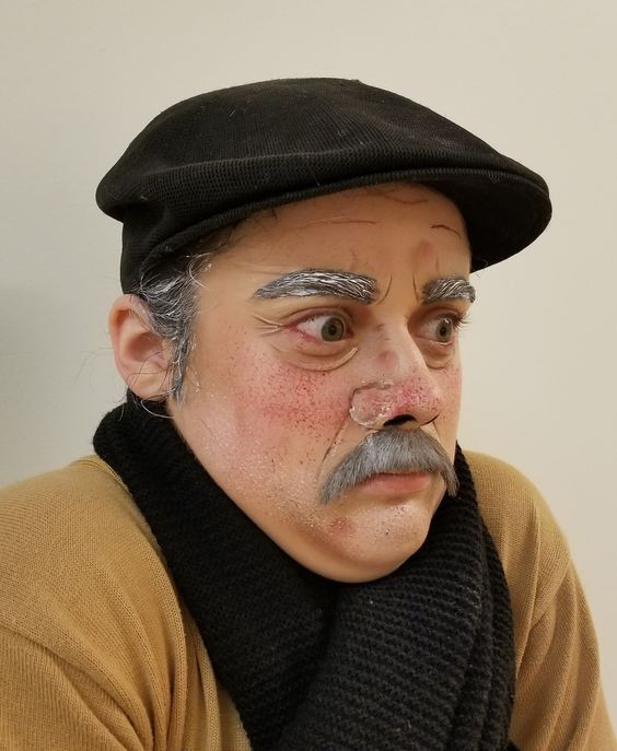 Painted male old age makeup