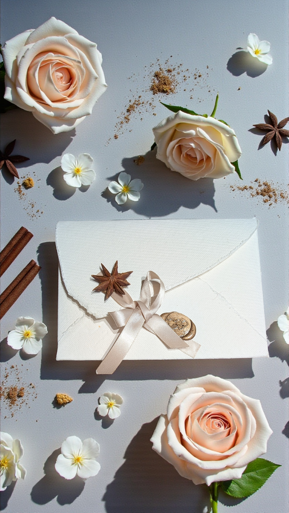 Miniatyrbilde: Rosehjerte kunstkort & konvolutt
