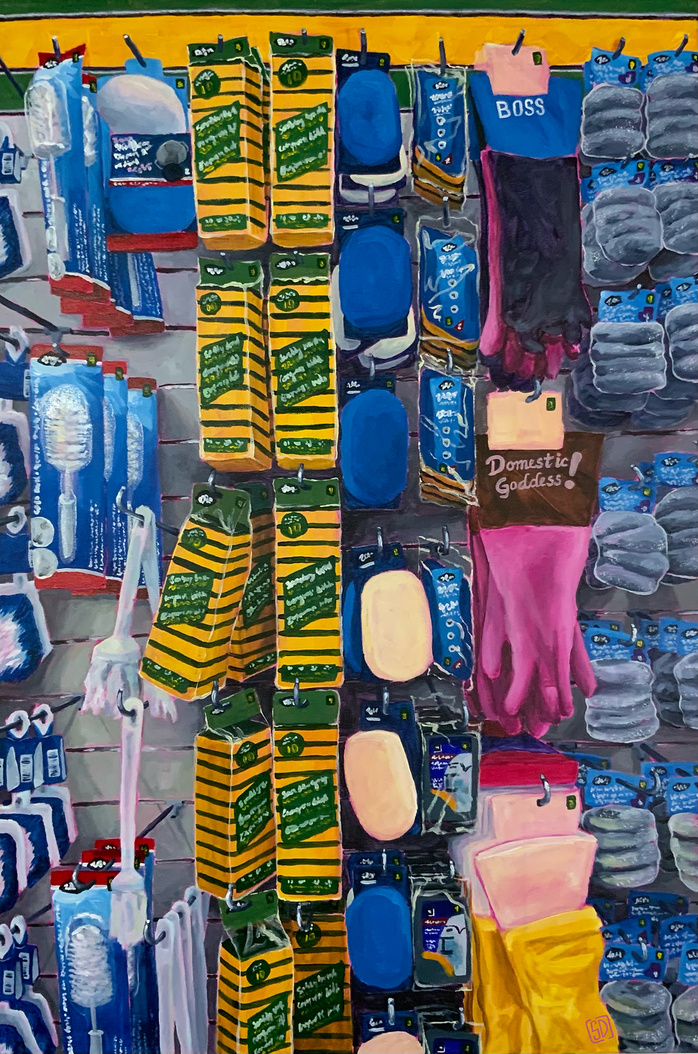 cleaning products hanging in dollar store isle
