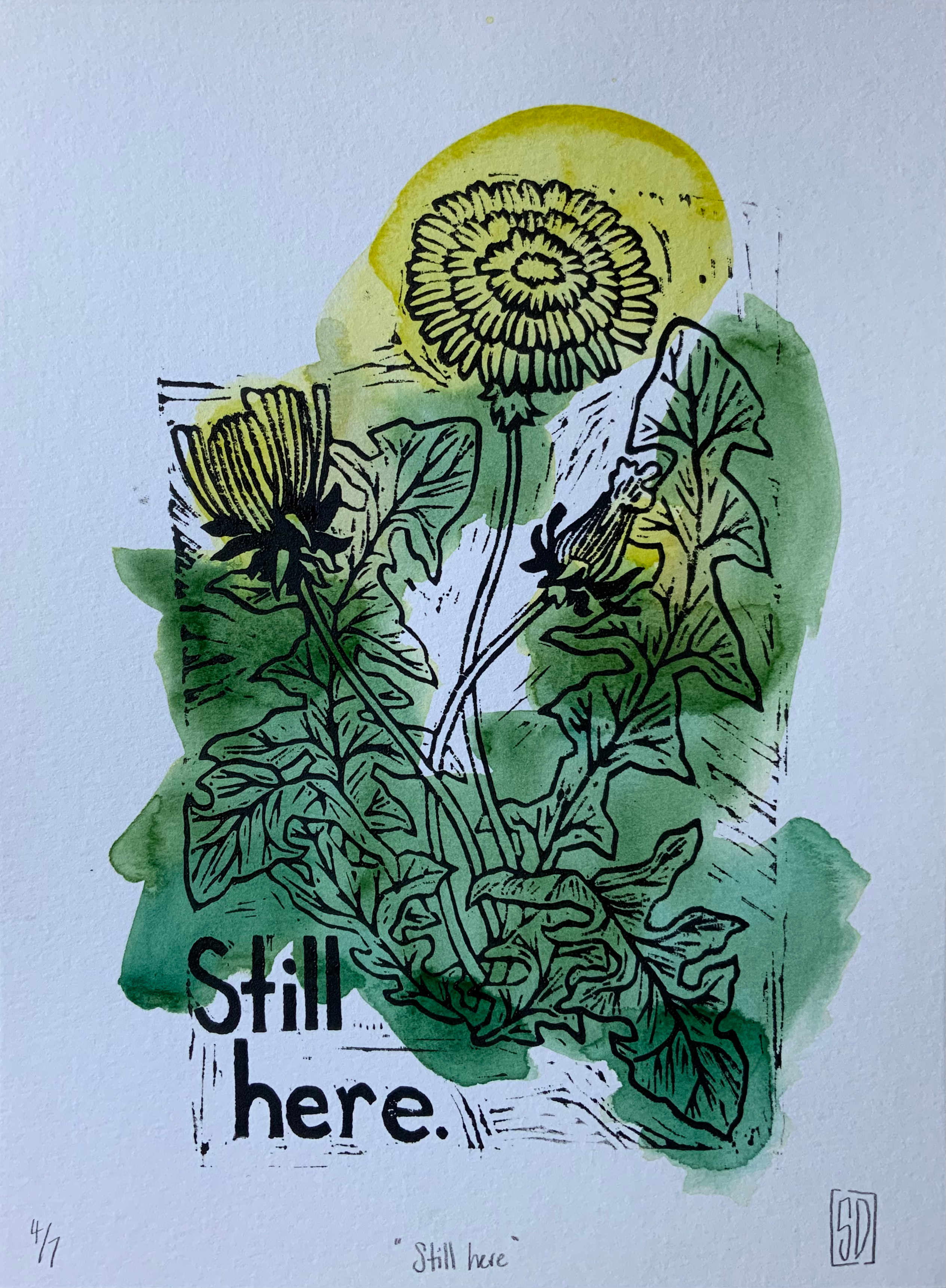 Still Here Linoprint 4/7