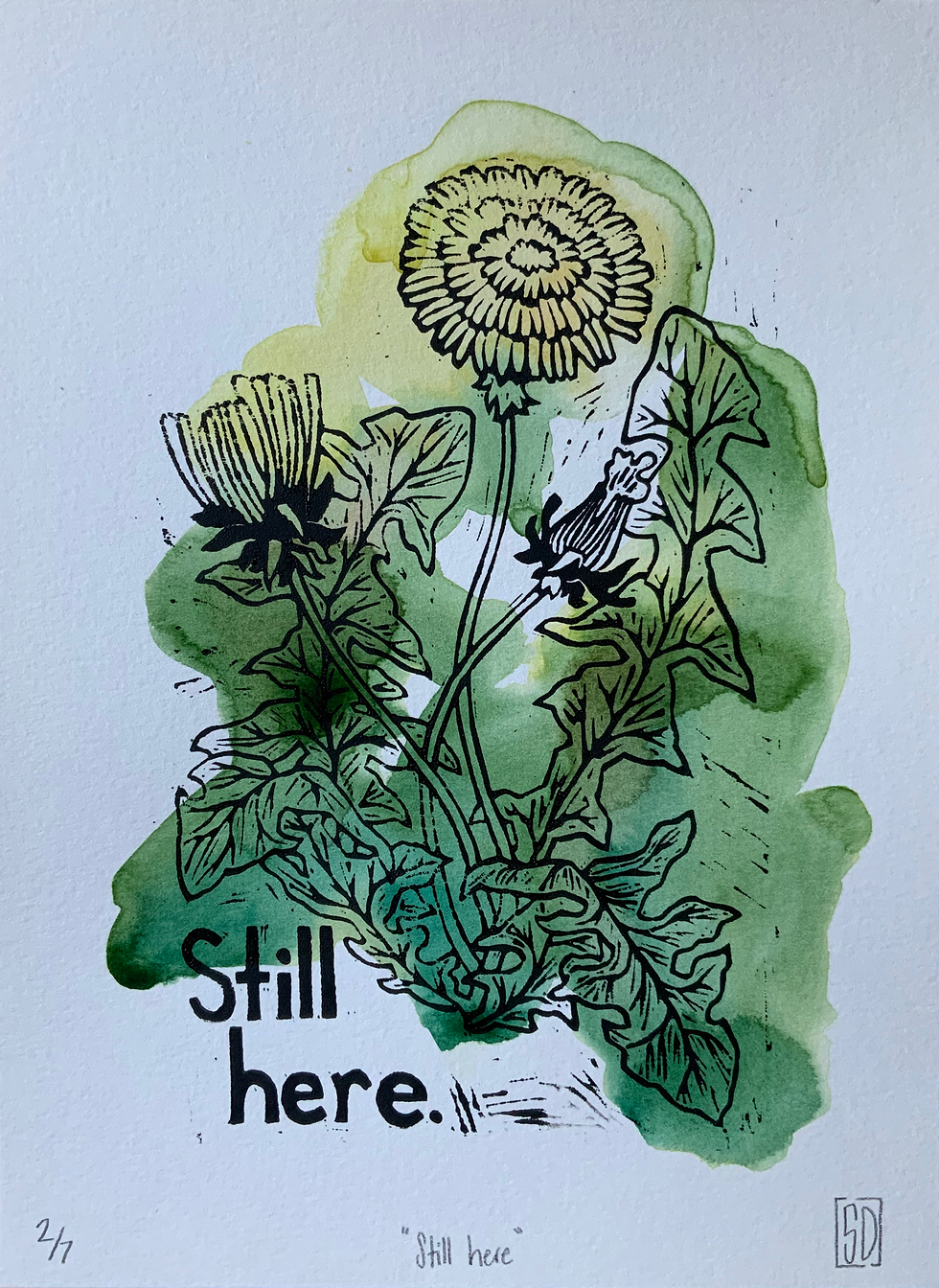 Still Here Linocut 2/7