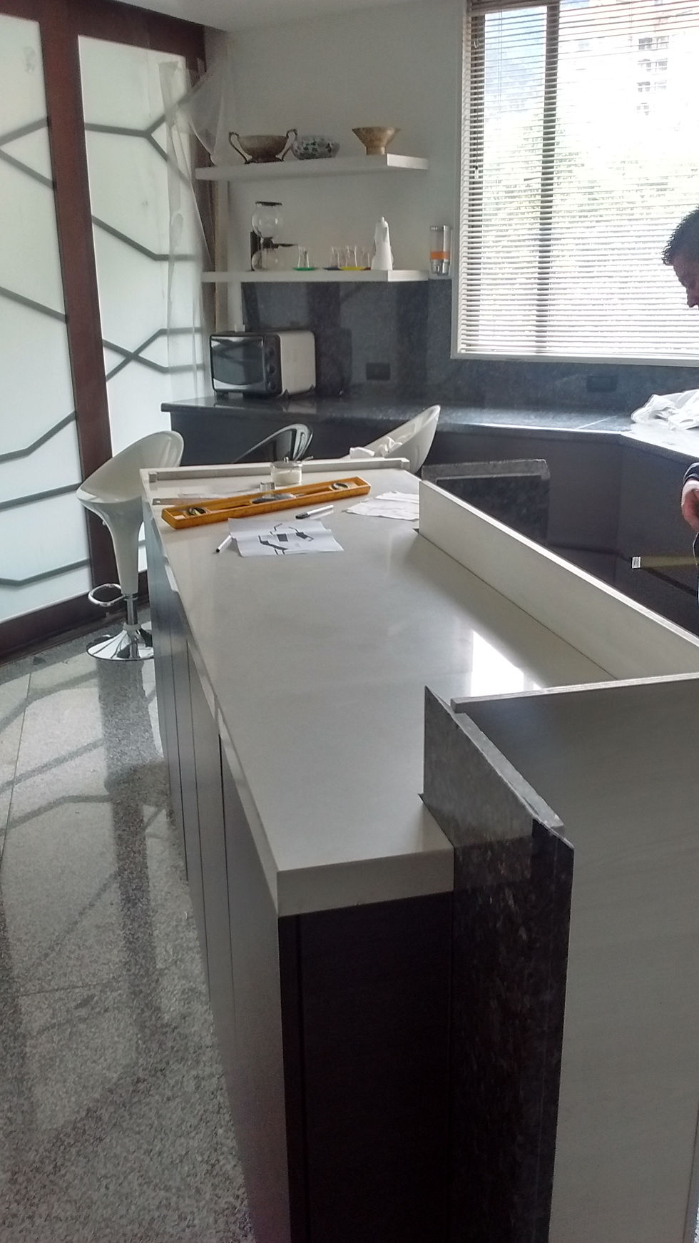 Miniatura: Cocina en Granito Natural Azul labrador y Quarztone Blanco Extra