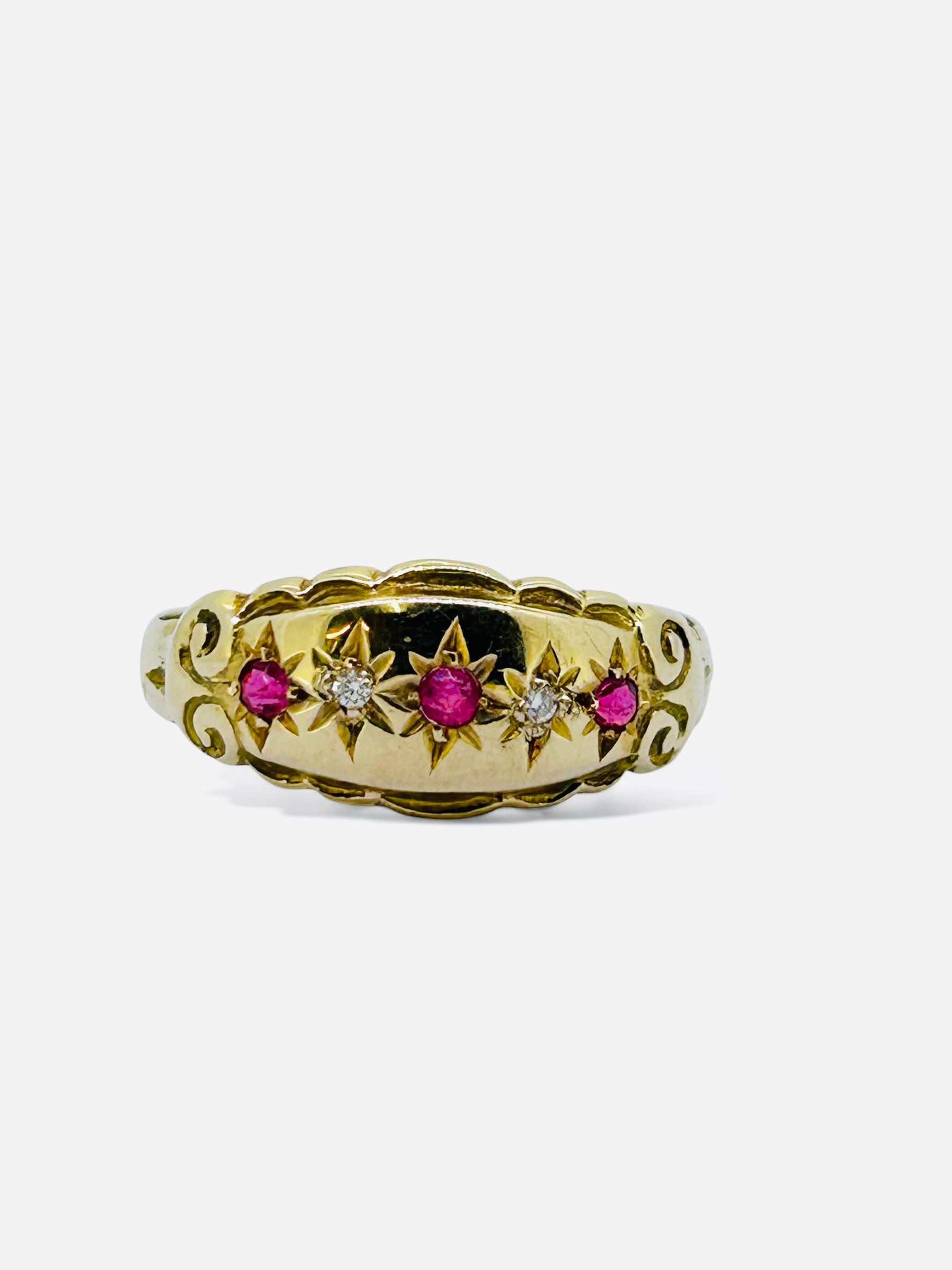 18ct Yellow gold, ruby and diamond ring