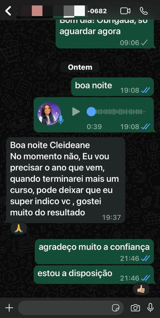 Mensagem de aluno aprovado com auxílio no TCC