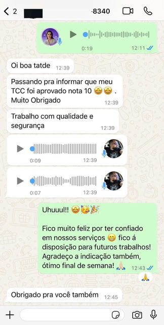Avaliação positiva sobre desenvolvimento de TCC