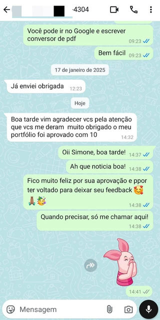 Depoimento de cliente sobre trabalhos acadêmicos personalizados