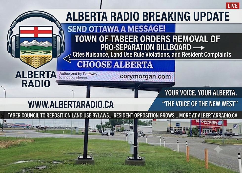 The Town of Taber has officially ordered the removal of the high-profile pro-separation advertisement currently displayed on a sign just off Highway 3. The message, which reads, “Send Ottawa a message! Choose Alberta,” has been a focal point of intense provincial debate, leading to calls for boycotts and heated public discourse.

