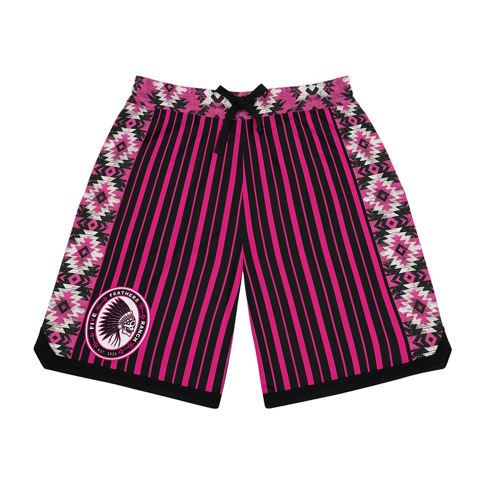 FFR LAYEDIN HODGE Pink and Black Aztec with Stripes Bullfighter Trunks