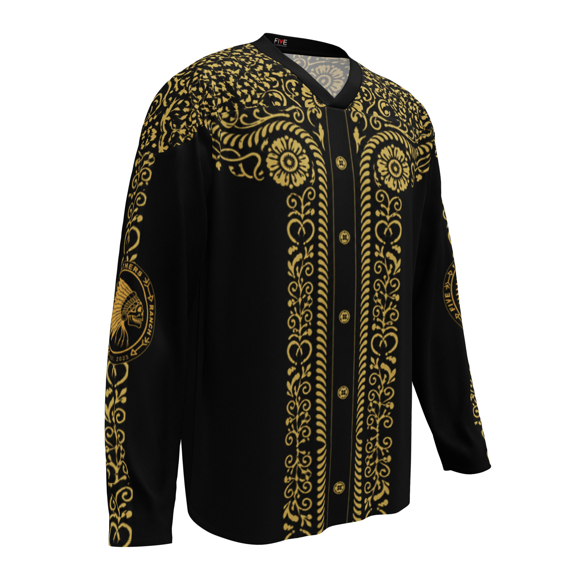 FFR Custom Bullfighting Jersey - Black & Gold Scroll