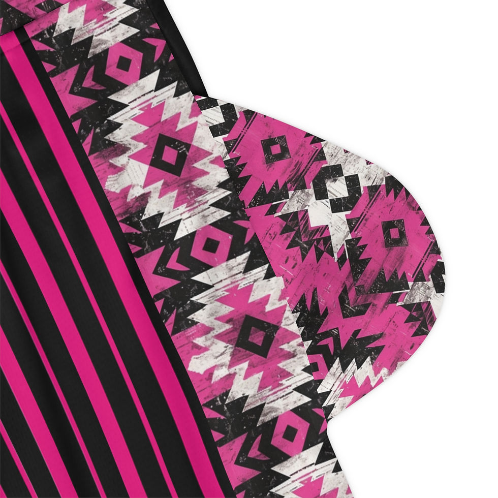 Thumbnail: FFR LAYEDIN HODGE Pink and Black Aztec with Stripes Bullfighter Trunks