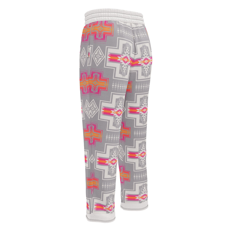 Thumbnail: FFR Women's Pink and Orange Aztec Wide-Leg Pants