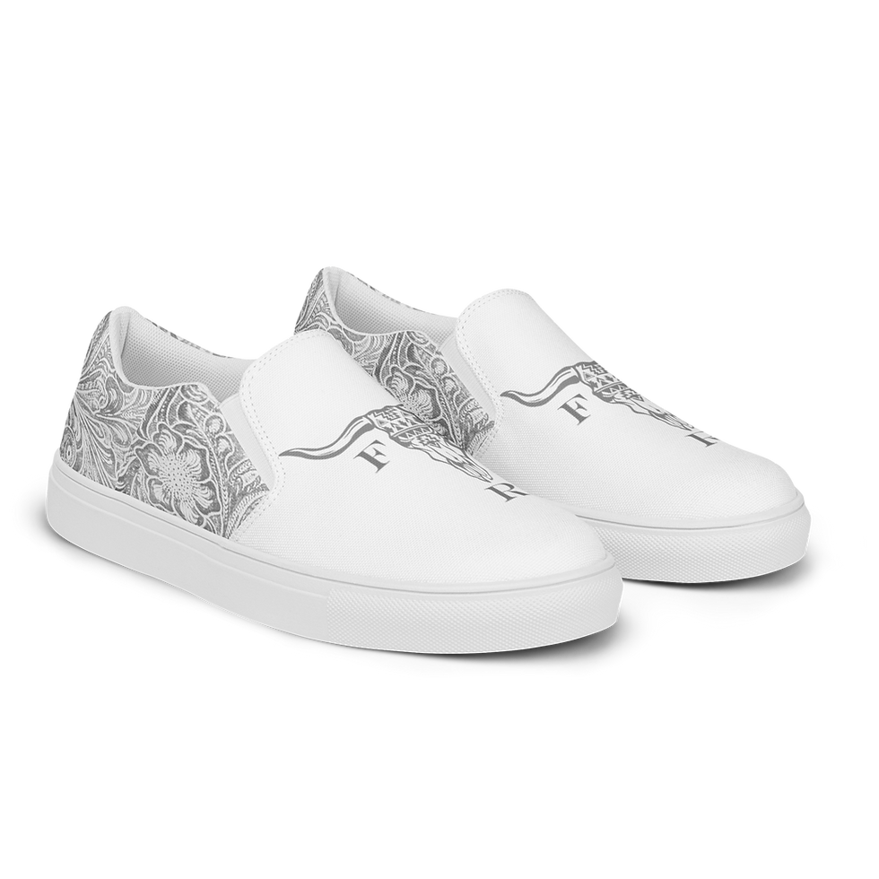 Thumbnail: FFR Men's Cow Skull & Leather Slip-On Ranch Shoes