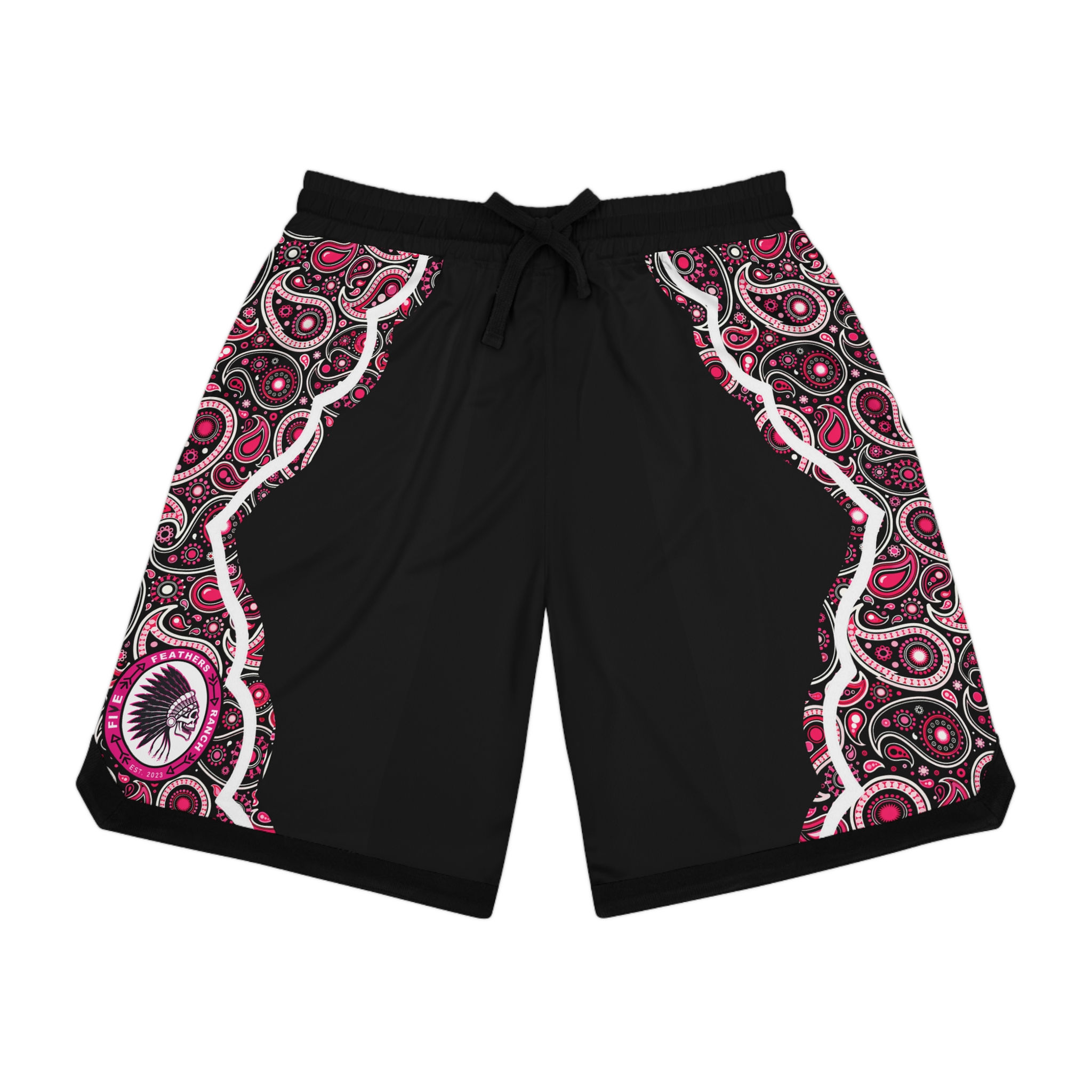 FFR Pink & Black Paisley & Stripes Bullfighting Trunks