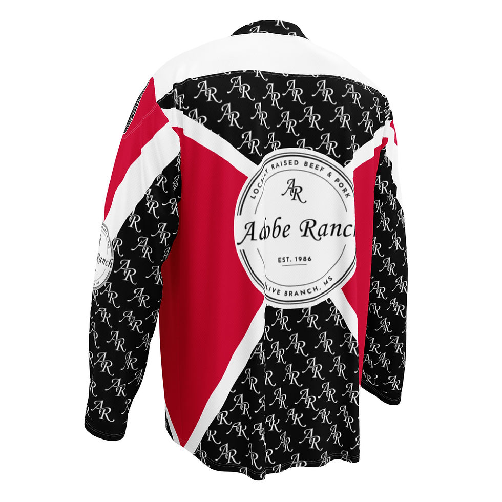 Thumbnail: FFR Custom Bullfighter Jersey - Chris M and Adobe Ranch Red and Black BLANK