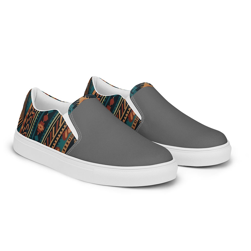 Thumbnail: FFR Men’s Dark Grey Tribal Slip-on Ranch Shoes