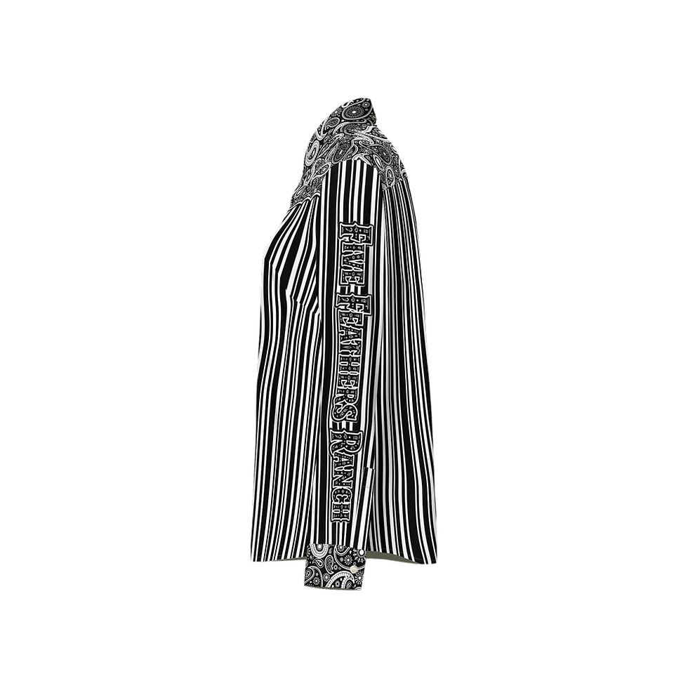 Thumbnail: FFR Women's Custom Long Sleeve Shirt Black & White Stripes & Paisley