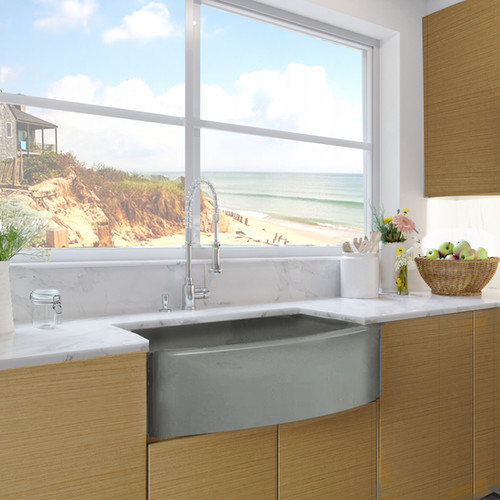 33-Inch Nantucket Sinks FCFS3320CA-C: Curved Apron Front Fireclay Sink