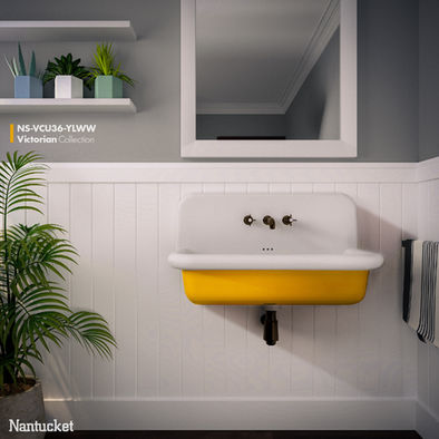 36 inch Fireclay Wallmount Bathroom Sink Victorian Collection