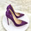 Thumbnail: 12cm Stiletto European and American Purple Embossed Pointed Toe Shallow Mouth 