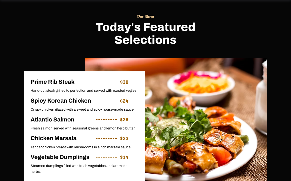 Our Menu