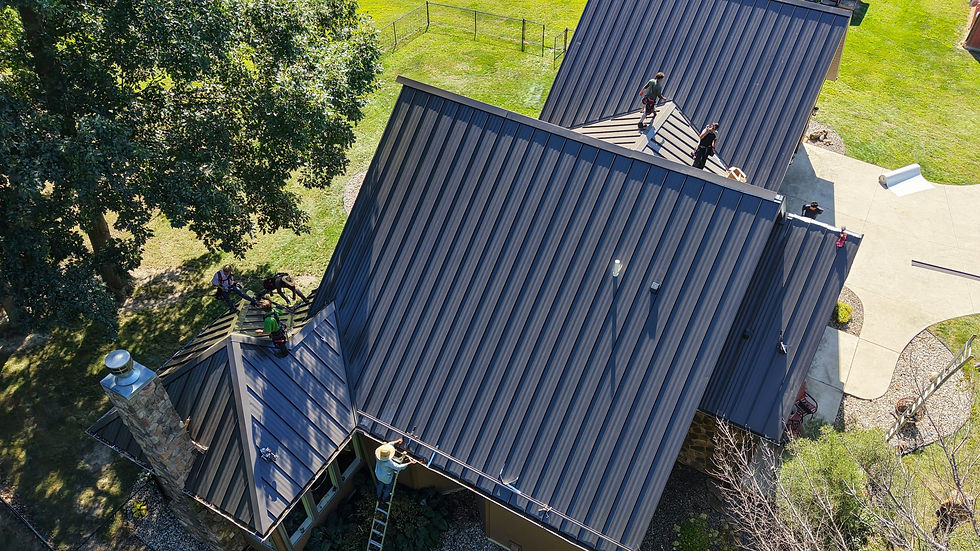 Burnished Slate Frost standing seam metal roof installed on an Avilla, IN home