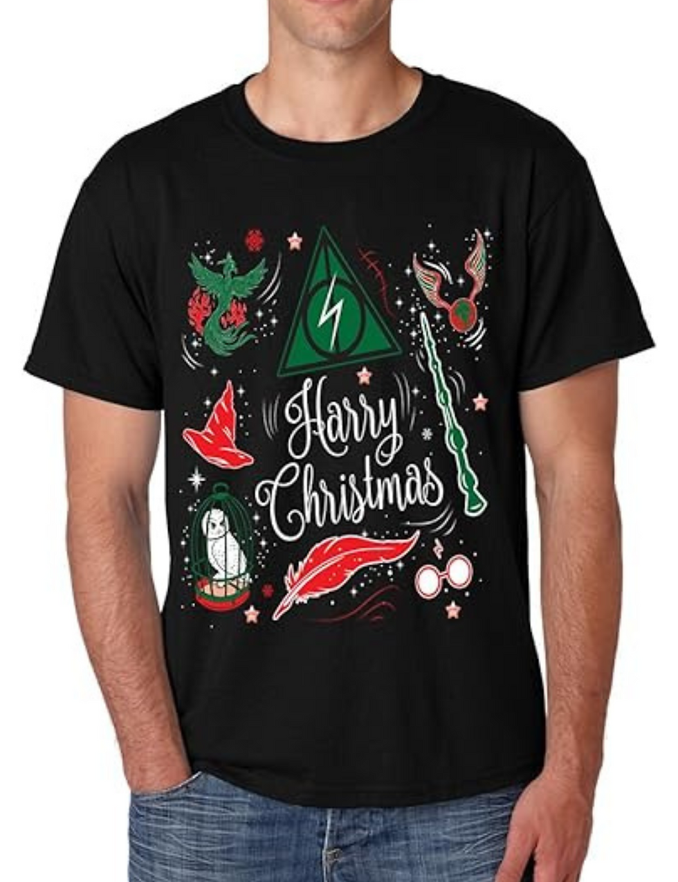 Men's T Shirt Harry Christmas Cool Ugly Xmas Hot Holiday T Shirt