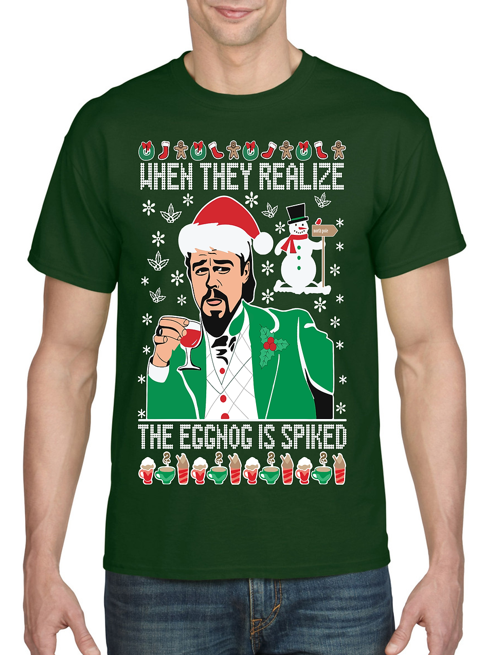 When They Realize The Eggnog is Spiked Ugly Christmas Sweater Leo Laughing Dank