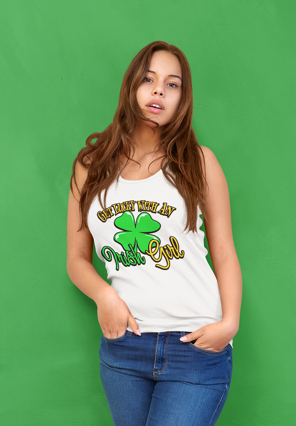 Women's Tank Top Get Lucky with an Irish Girl St Patrick's Day Shamrock