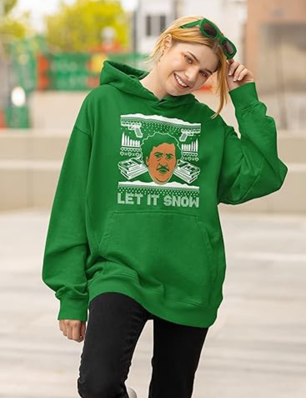 Let It Snow Ugly Hoodie Sweatshirt Funny Pablo Christmas Hooded Pullover