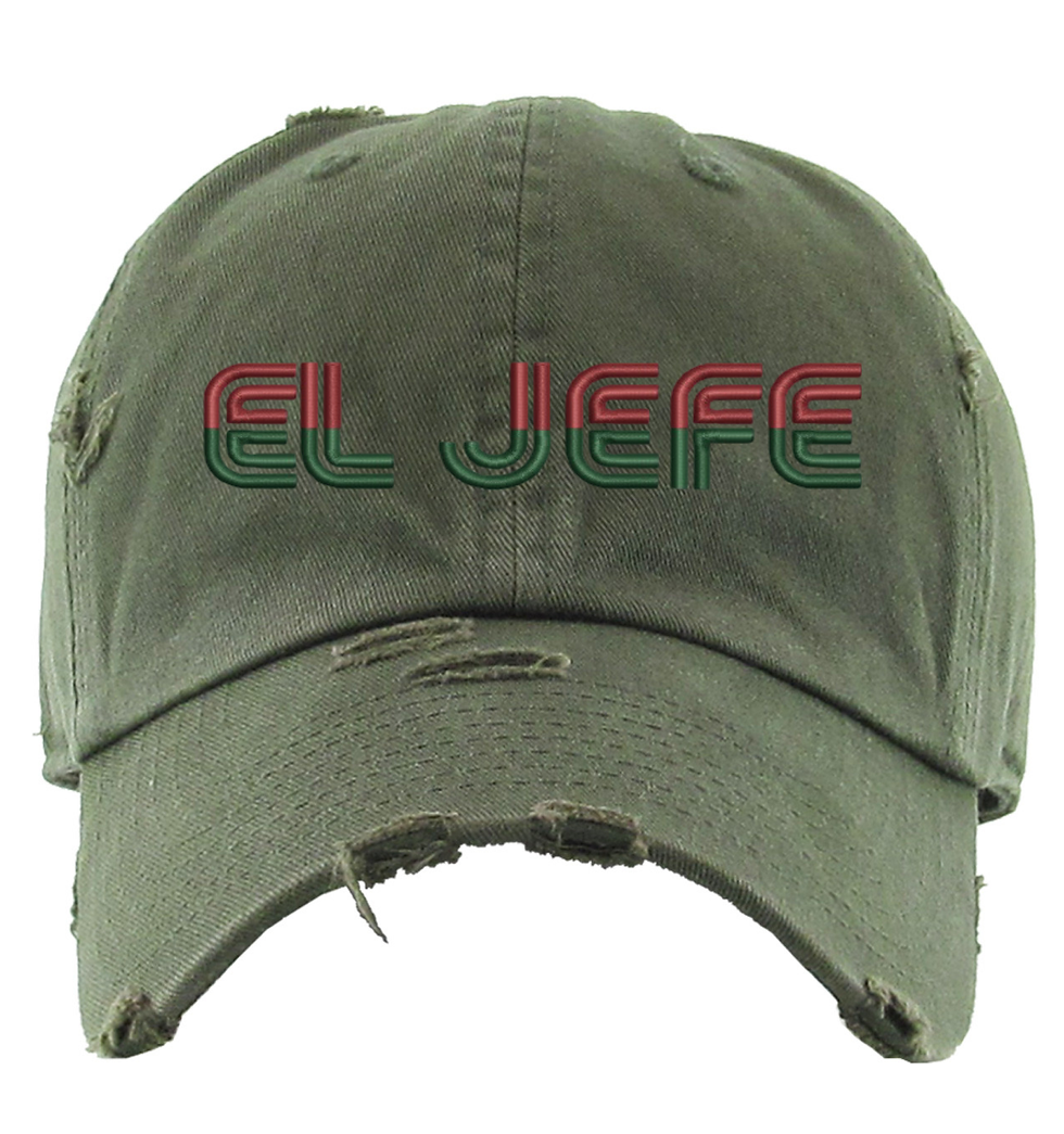 El Jefe Dad Hat Embroidered Supremo Distressed Mexican Adjustable Cap