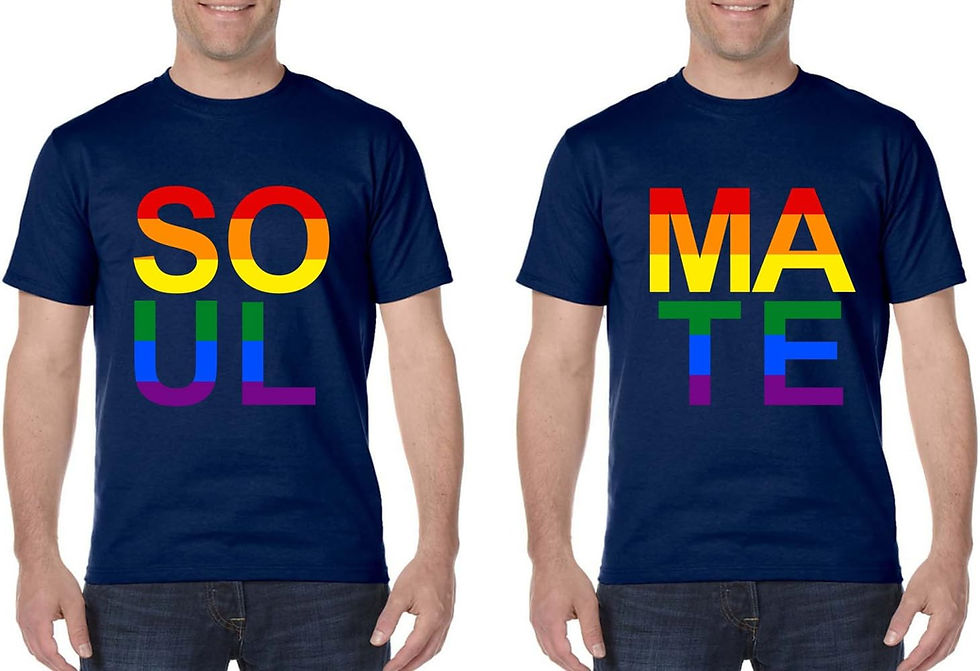 Set of 2 Men's T Shirt Soul Mate Couple Gay Pride Love Shirts