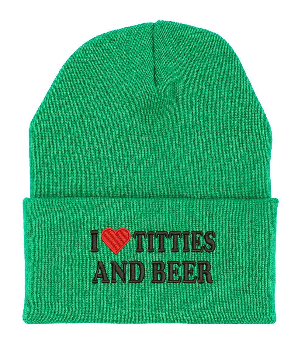 I Love Tties and Beer Beanie Hat Funny Embroidered Winter Drinking Cap