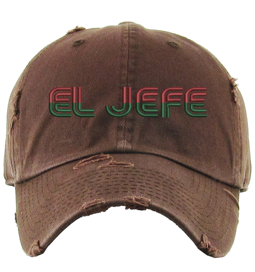 El Jefe Dad Hat Embroidered Supremo Distressed Mexican Adjustable Cap