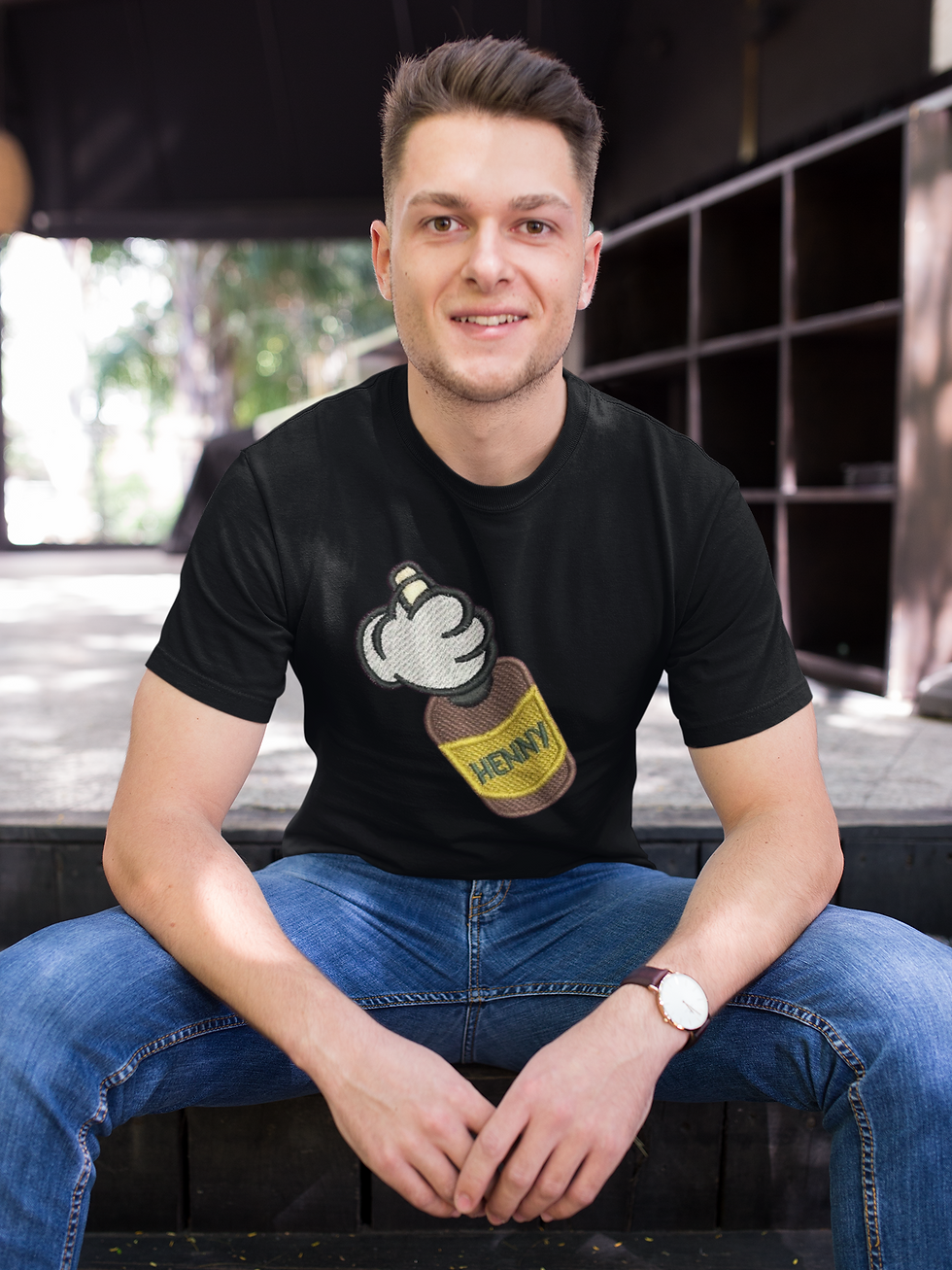 Adult Hoodie Mickey Hands Henny Embroidered Men's Tshirt