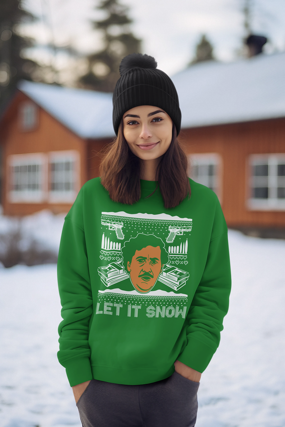 Adult Sweatshirt Let It Snow Funny Pablo Ugly Christmas Sweater