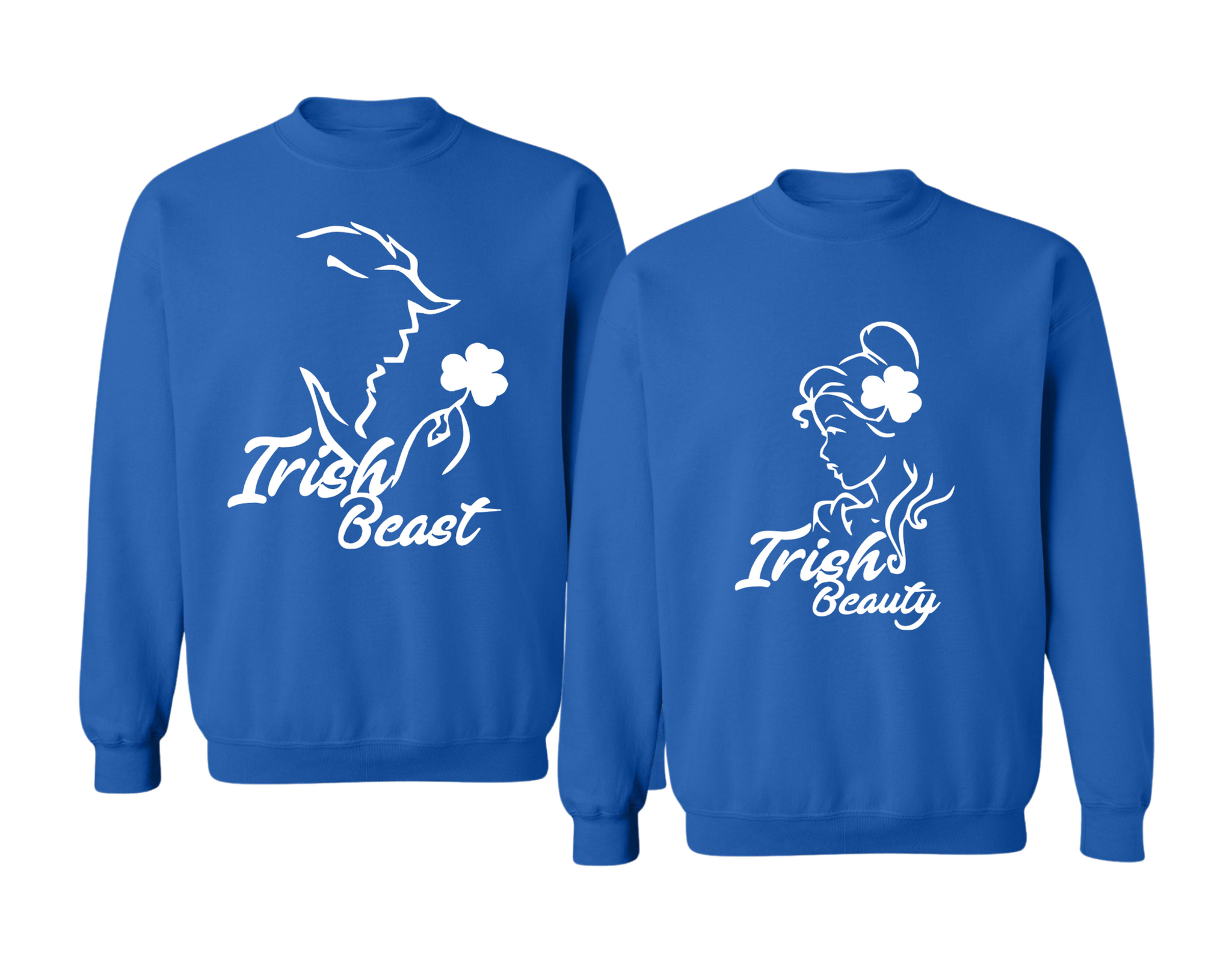 Adult Couple Sweatshirt Irish Beast Beauty St Patrick's Matching Tops