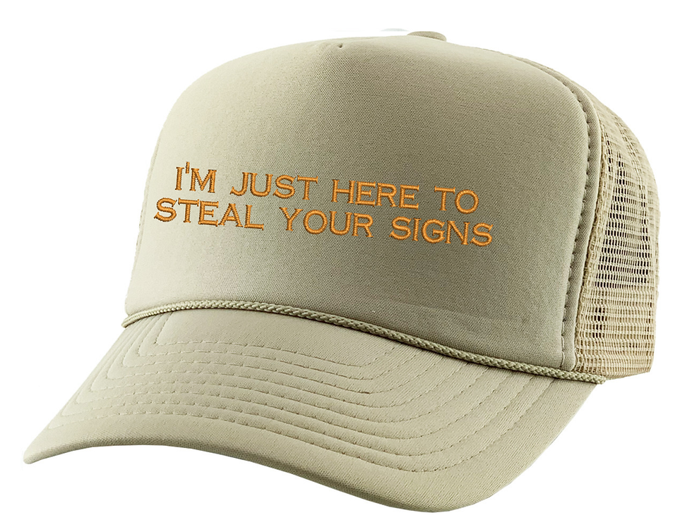 I'm Just Here to Steal Your Signs Hat Embroidered Trucker Hat Adjustable Cap