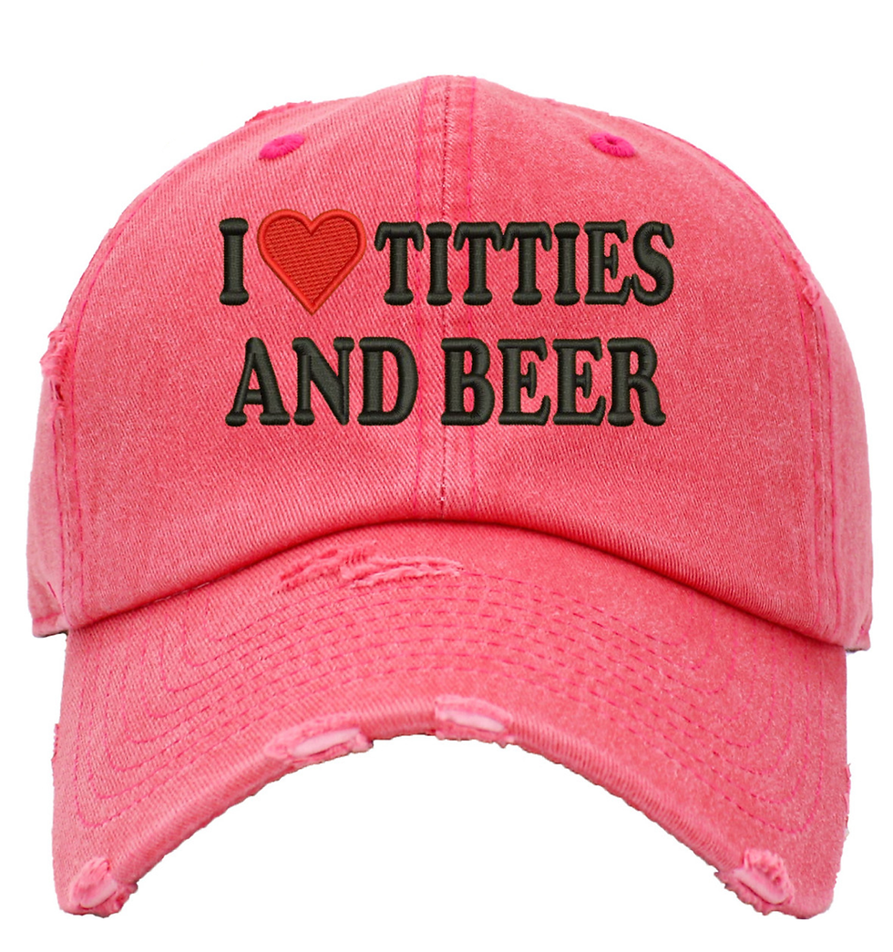 I Love Tties and Beer Cap Funny Hat Distressed Embroidered Dad Hat