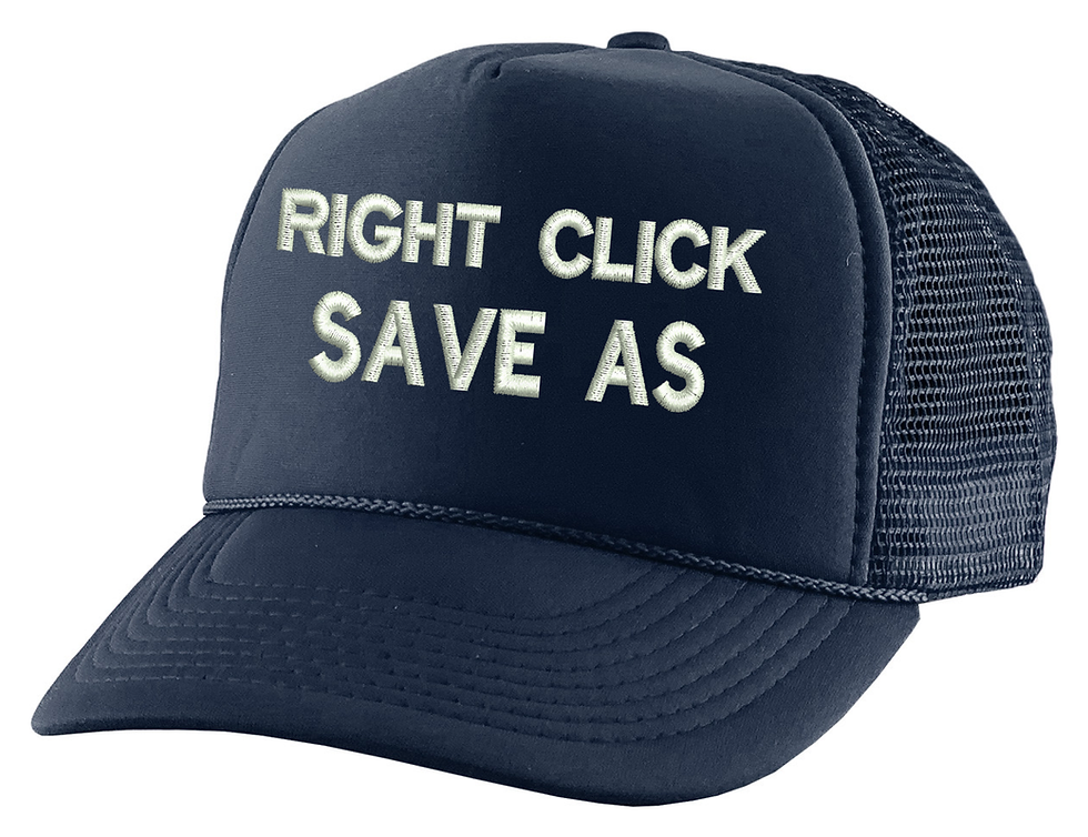 Right Click Save As Hat Funny Trucker Hat Embroidered Adjustable Cap