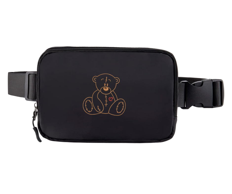 Unisex Bear Heart Mini Belt Bag with Adjustable Strap Small Waist Pouch for Work