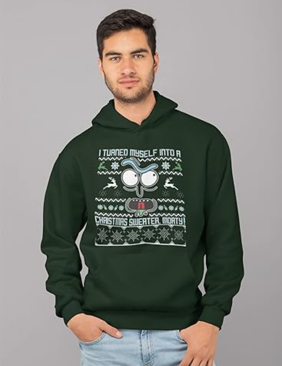 I Turned Myself Into A Christmas Sweater Adult Funny Xmas Hooded Sweatshirt